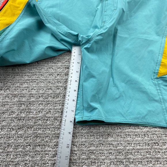 VOLCOM Swim Trunks Men 38 Teal Yellow Orange Bathing Suit Board Shorts Surfing - Picture 13 of 14